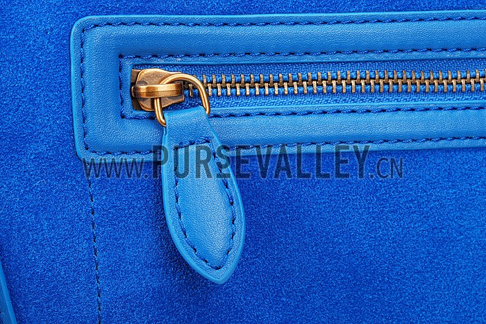 Celine Micro Luggage Blue Leather/Suede Leather