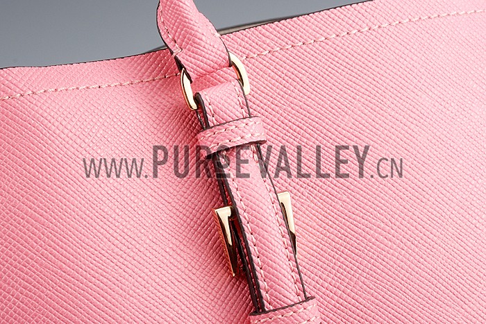 Prada Saffiano Double Tote Pink