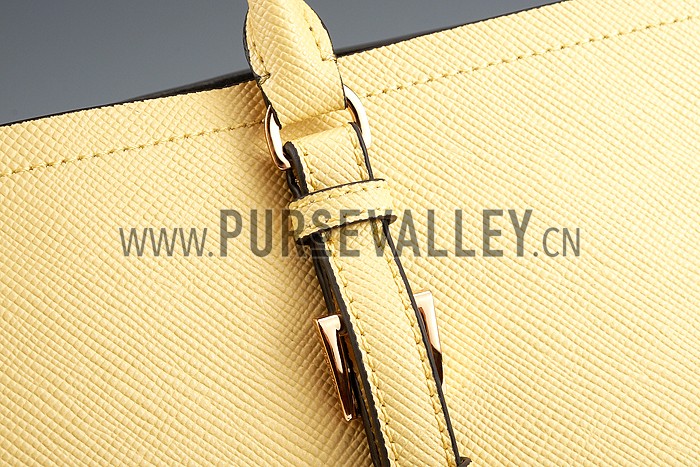Prada Saffiano Double Tote Yellow