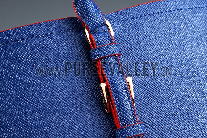 Prada Saffiano Double Tote Blue