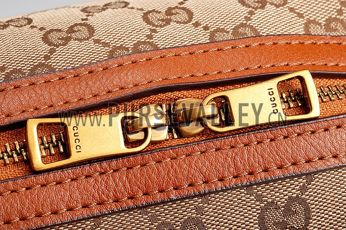 Gucci Lady Web GG Canvas Boston Bag Brown