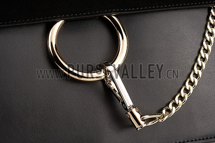 Chloe Faye Suede Flap Black Shoulder Bag