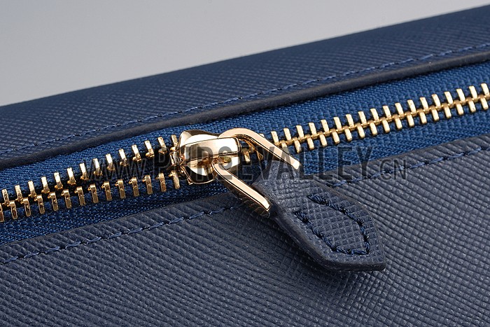 Prada Saffiano Leather Dark Blue Wallet