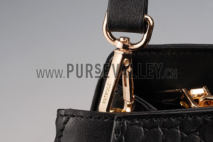 Prada Crocodile Leather Shoulder Bag Black