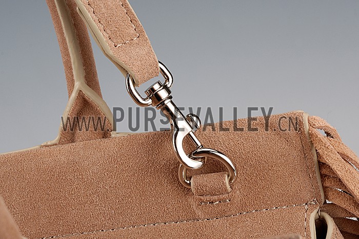 Saint Laurent Rive Gauche Small Fringed Suede Bag Beige