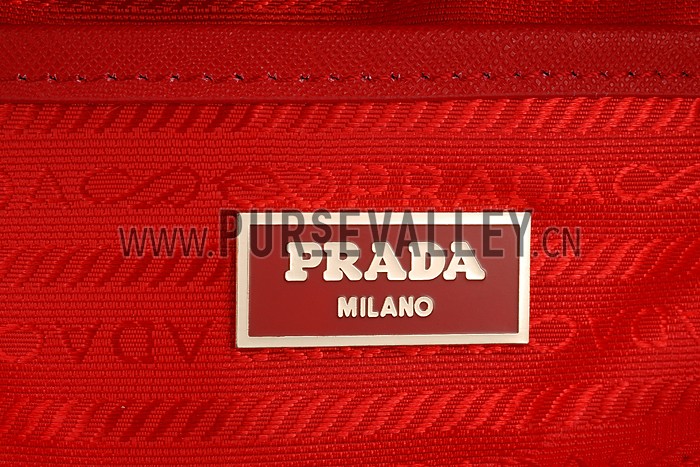 Prada Saffiano Small Crocodile Leather Black And Red Bag