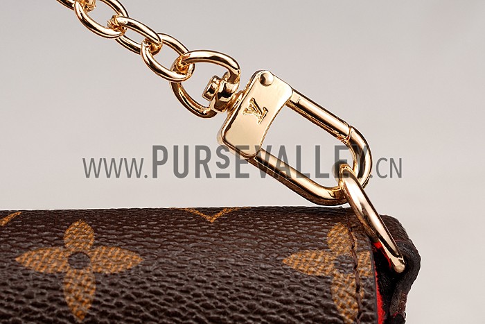 Louis Vuitton Monogram Felicie Chain Wallet Red 18926650