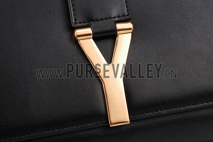 YSL Classic Y Clutch Black Leather 608315