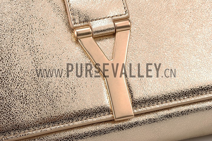 YSL Classic Y Clutch Gold Leather 608317