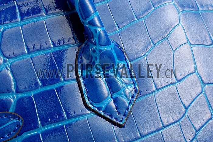 Hermes Birkin 35 Crocodile Leather Blue Brighton 608051