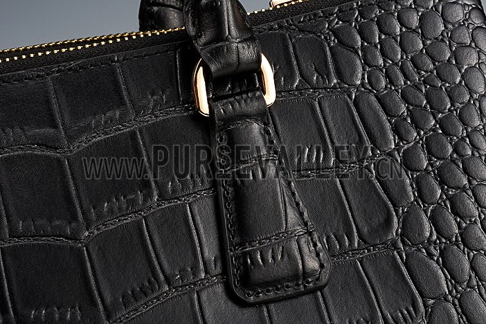 Prada Saffiano Crocodile Leather Black Bag