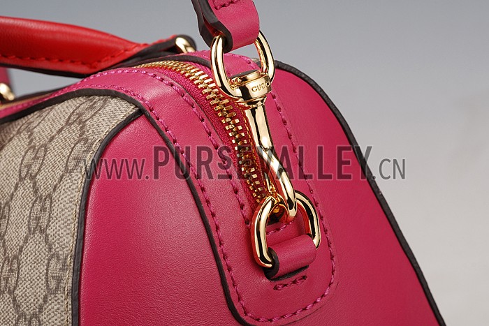 Gucci Boston Supreme Canvas Shoulder Bag Red & Fuchsia