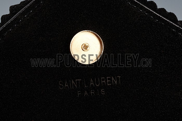 Saint Laurent Medium Fringed Suede Leather Satchel Black