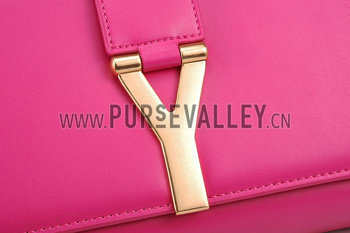 YSL Classic Y Clutch Fuchsia Leather 608318