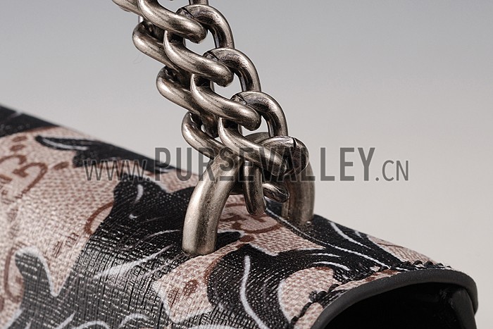 Gucci Padlock Arabesque Canvas Shoulder Bag Black