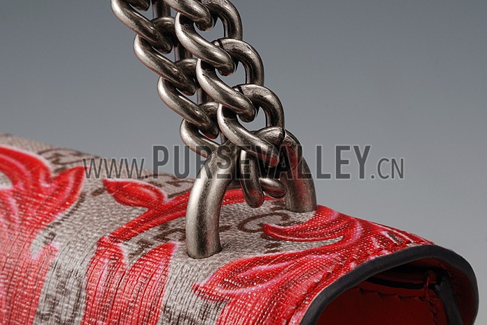 Gucci Padlock Arabesque Canvas Shoulder Bag Red