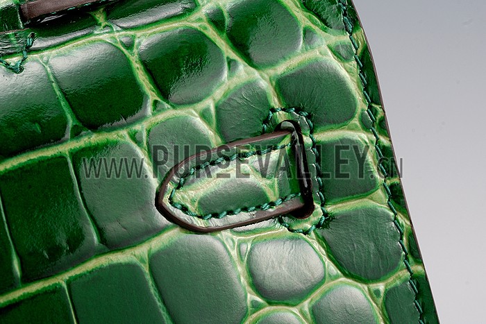 Hermes Kelly Longue Clutch Crocodile Leather Green 608168