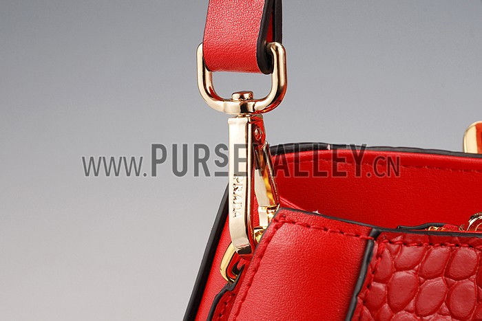 Prada Crocodile Leather Shoulder Bag Red
