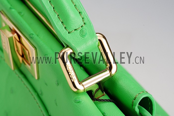 Fendi Peekaboo Mini Ostrich Leather Light Green Bag