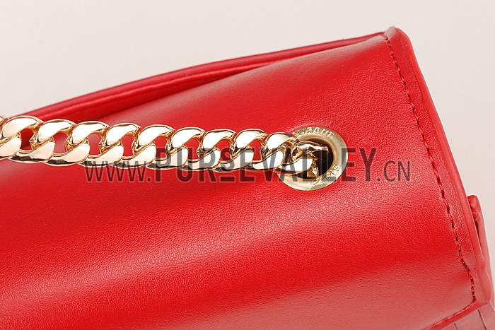 Saint Laurent Medium Fringed Suede Leather Satchel Red