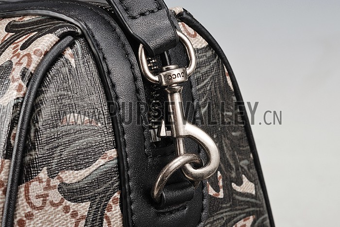 Gucci Boston Arabesque Canvas Shoulder Bag Black