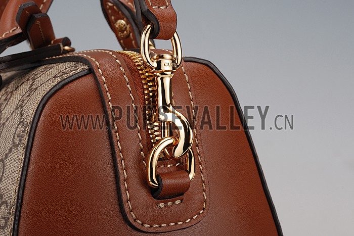 Gucci Boston Supreme Canvas Shoulder Bag Brown