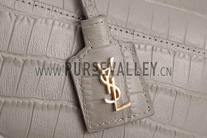 Saint Laurent High School Medium Crocodile Leather Bag Grey