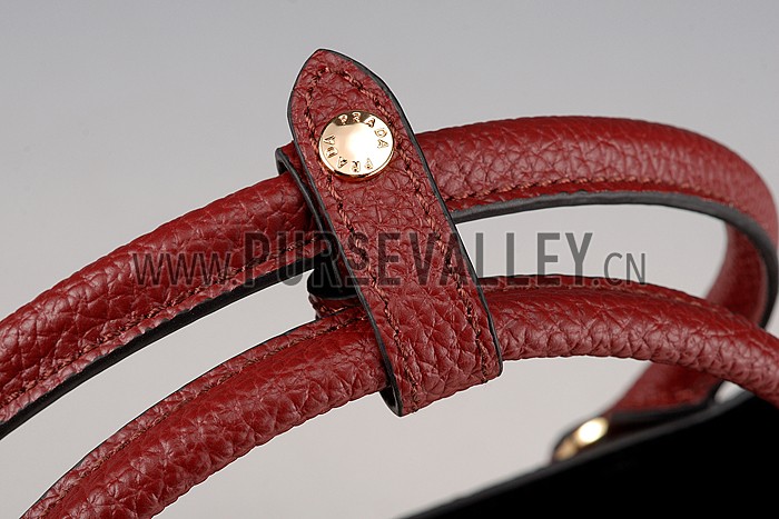 Prada Double Tote Dark Red