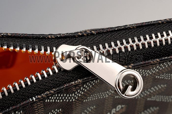 Goyard Medium Pouch Black And Tan Leather Trim