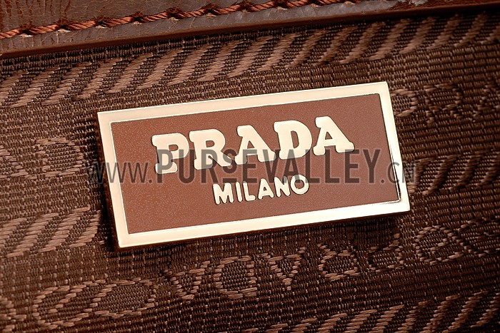 Prada Classic Patent Leather Satchel Brown