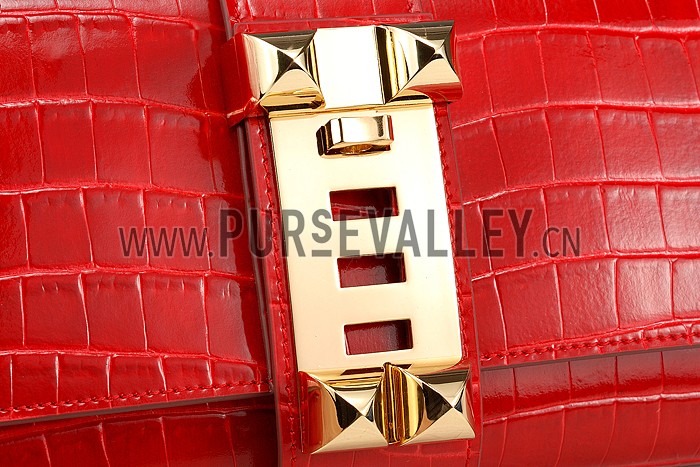Hermes Medor Crocodile Leather Red Clutch 18926683