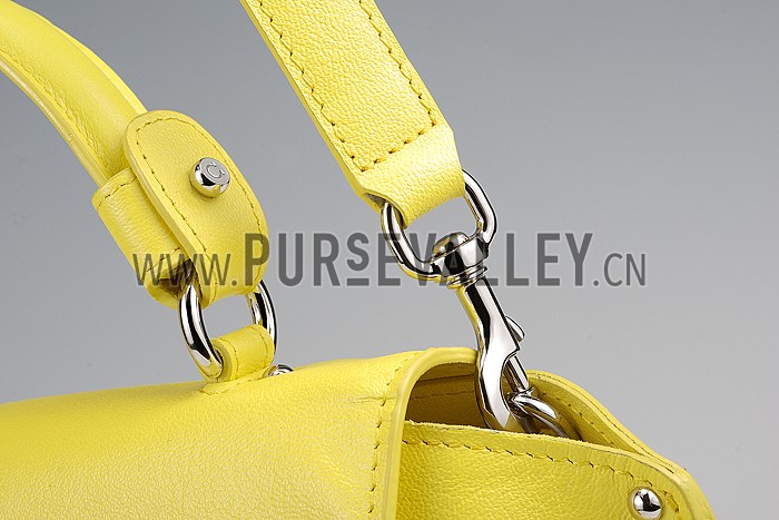 Salvatore Ferragamo Pebbled Leather Sofia Medium Yellow 608264