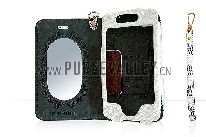 Louis Vuitton Damier Azur Wallet Case with Mirror for iPhone 4 & 4S