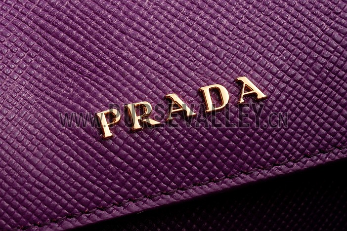 Prada Saffiano Double Tote Purple