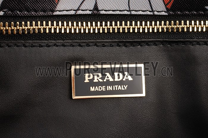 Prada Saffiano Beige Lily Motif Tote