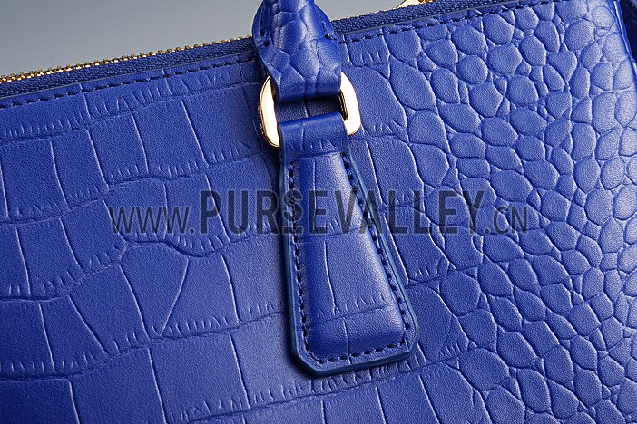 Prada Saffiano Crocodile Leather Blue Bag