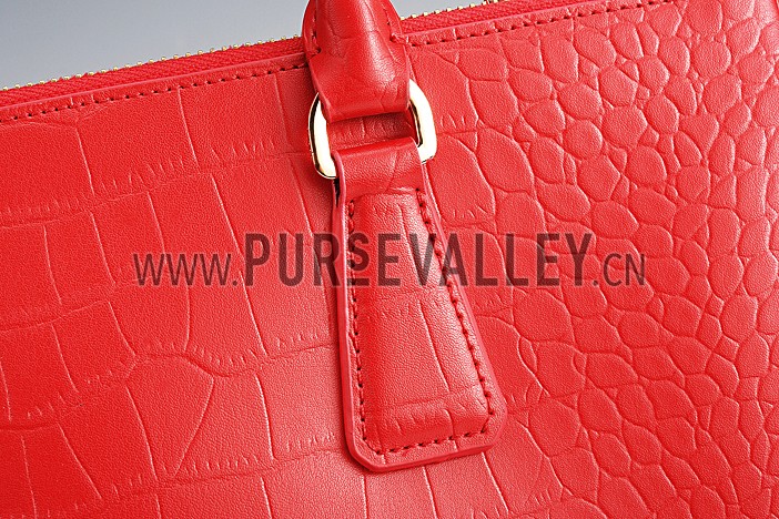 Prada Saffiano Crocodile Leather Red Bag