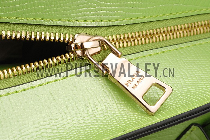 Prada Double Tote Crocodile Leather Bag Lime