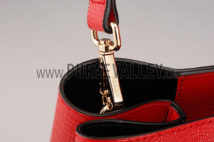 Prada Double Tote Crocodile Leather Bag Red