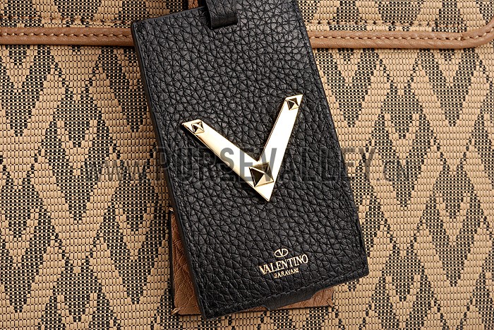 Valentino Viva Valentino Fabric B-Rockstud Bag Tan