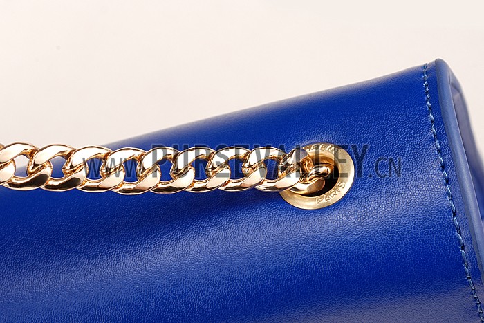 Saint Laurent Medium Fringed Leather Satchel Blue