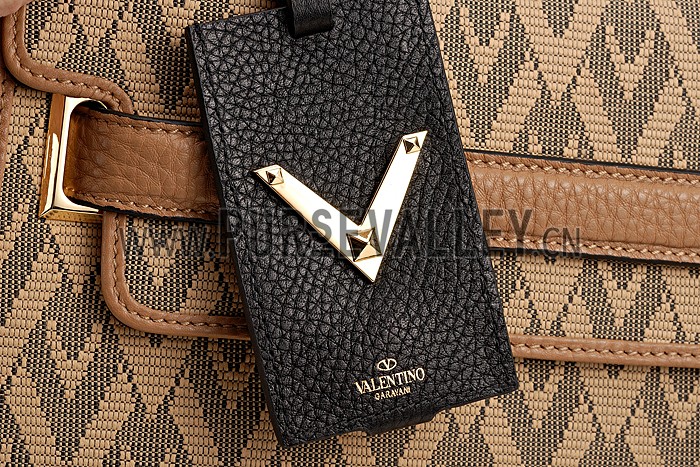 Valentino Viva Valentino Fabric Single Handle Bag Tan