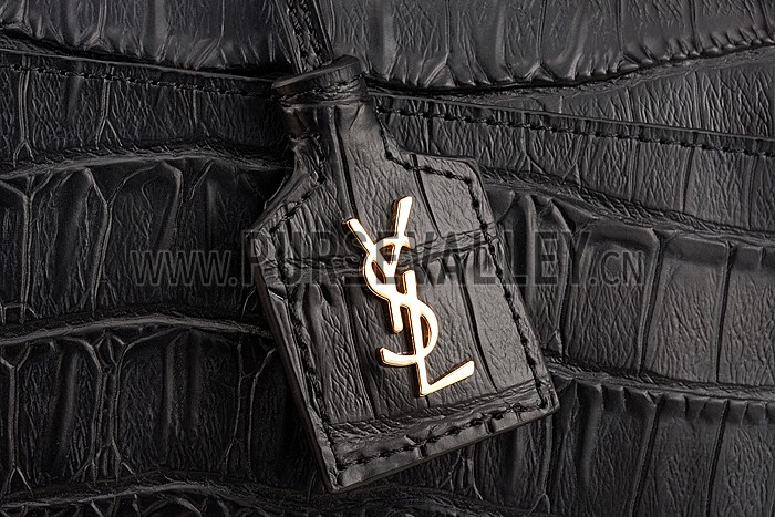Saint Laurent High School Medium Crocodile Leather Bag Black