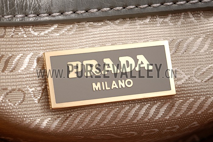 Prada Classic Patent Leather Satchel Grey