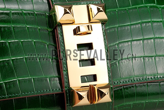 Hermes Medor Crocodile Leather Green Clutch 18926680