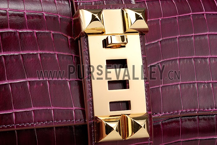 Hermes Medor Crocodile Leather Plum Clutch 18926682