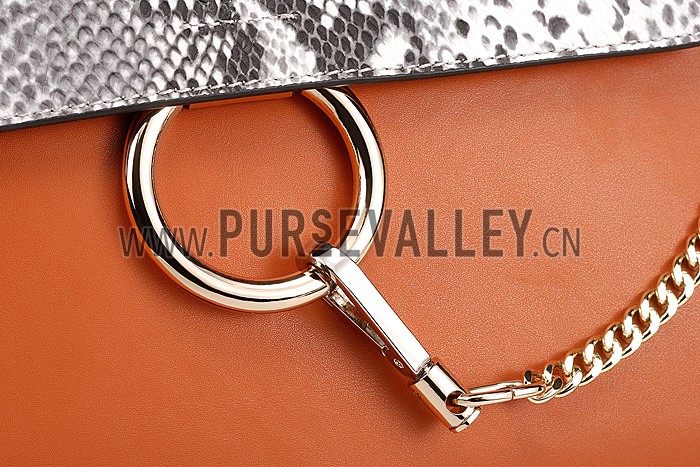 Chloe Faye Python Flap Tan Shoulder Bag