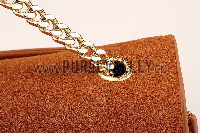 Saint Laurent Medium Fringed Suede Leather Satchel Tan