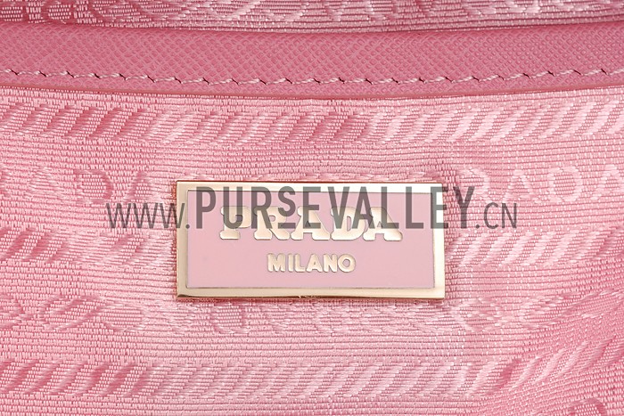 Prada Saffiano Mini Double Zip Tote Dark Pink