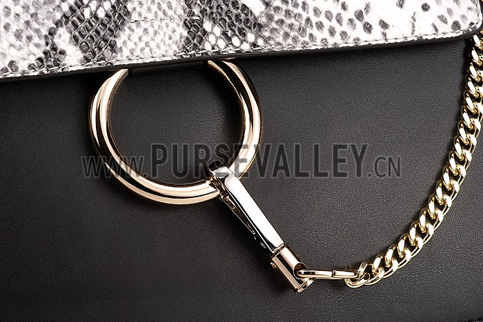 Chloe Faye Python Flap Black Shoulder Bag